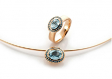 Aquamarin - Diamant Collier und Ring